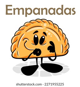 Empanadas. Funnny cartoon character. Vector isolated background 