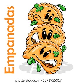 Empanadas. Funnny cartoon character. Vector isolated background 