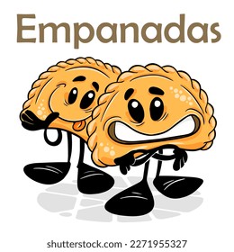 Empanadas. Funnny cartoon character. Vector isolated background 