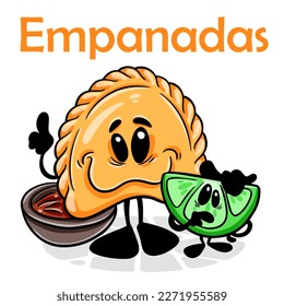 Empanadas. Funnny cartoon character. Vector isolated background 