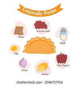 Receta de empanadas con ingredientes Cartoon