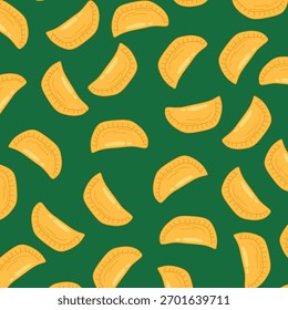 Empanadas padrão sem emenda. padrão sem emenda com Empanada. Empanada Seamless Background (em inglês). Design tradicional de alimentos para menu e embalagem.