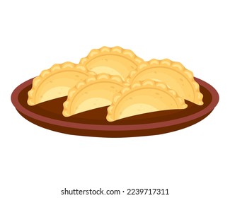 Empanadas rellenaron pasteles. Popular comida rápida latinoamericana. Ilustración del vector