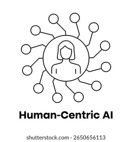Sistemas de IA empáticos e ícone de foco humano com traço editável