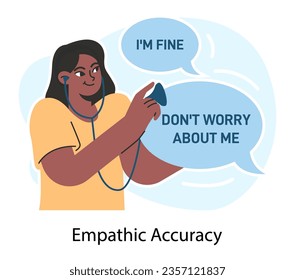 Empathic accuracy. Deep understanding of emotions, sympathy and compassion. Emotional support or comfort, friendship connection. Flat vector illustration