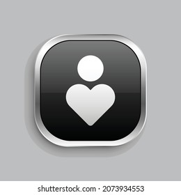 empathize fill icon design. Glossy Button style rounded rectangle isolated on gray background. Vector illustration