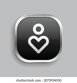 Empatizar el diseño de iconos de línea. Estilo botón brillante rectángulo redondeado aislado en fondo gris. Ilustración del vector