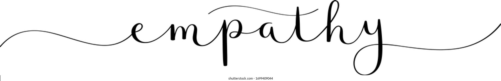 EMPATHY-Banner mit schwarzer Vektorillustration und Pinselkalligrafie mit Swashes