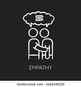 Empathy chalk white icon on black background. Strong emotional bond, interpersonal understanding, friendship. Mutual support and solidarity. Isolated vector chalkboard illustration
