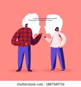 Empathy, Communication Skills, Open Mind, Emotional Intelligence Concept. Reasoning, Persuasion, Friendly Male and Female Characters Chatting, Communicate, Support. Cartoon People Vector Illustration