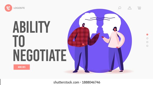 Empathy, Communication Skills, Open Mind, Emotional Intelligence Landing Page Template. Reasoning, Persuasion, Friendly Characters Chatting, Communicate, Support. Cartoon People Vector Illustration