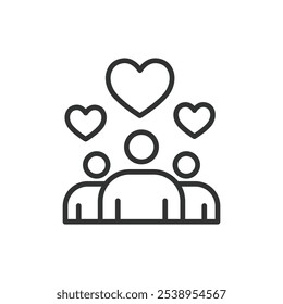 Empathy Community icon in line design. Empathy, community, connection, compassion, support, kindness, unity on white background vector. Empathy Community editable stroke icon