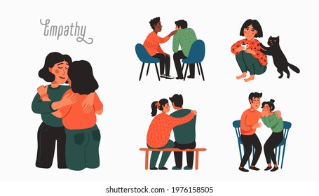 Empathy. Empathy and Compassion concept - people comforting each other.