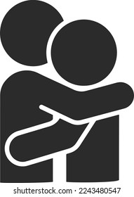Icono de empatía y compasión, icono de afecto vector negro