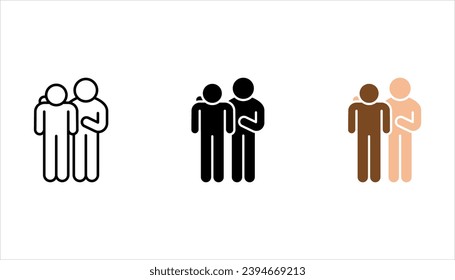 empathy and compassion icon set, mental personality problem, hug friendship, vector illustration on white background