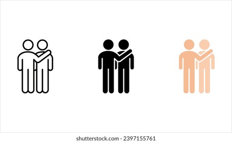 empathy and compassion icon set, mental personality problem, hug friendship, vector illustration on white background