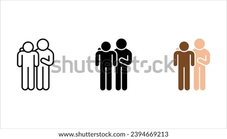 empathy and compassion icon set, mental personality problem, hug friendship, vector illustration on white background