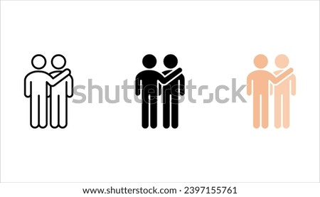 empathy and compassion icon set, mental personality problem, hug friendship, vector illustration on white background