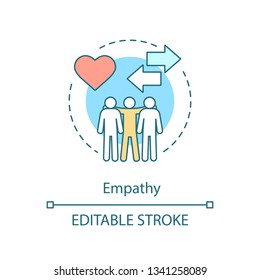 Empathy concept icon. Sensitivity, togetherness, friendship. Positive feedback. Sympathy, compassion idea thin line illustration. Vector isolated outline drawing. Editable stroke