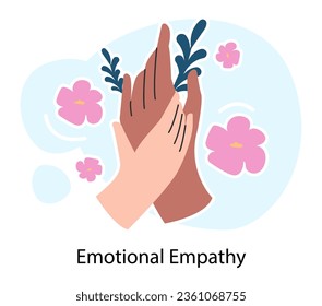 Empathy. Deep understanding of emotions, sympathy and compassion. Emotional support or comfort, friendship connection. Flat vector illustration
