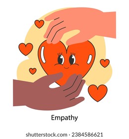 Empathy. Deep understanding of emotions, sympathy and compassion. Emotional support or comfort, friendship connection. Flat vector illustration