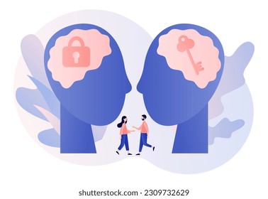 Empathy and emotional connection. Emotional Intelligence. Communication skills. Psychology and mental health concept. Modern flat cartoon style. Vector illustration on white background
