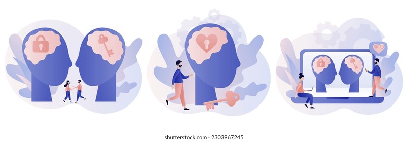 Empathy and emotional connection. Emotional Intelligence. Psychology concept. Communication skills. Modern flat cartoon style. Vector illustration on white background