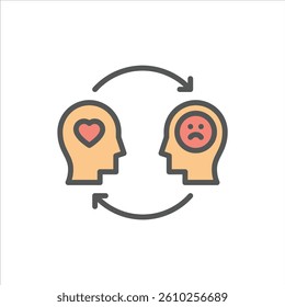 empathy filled outline icon. support color line illustration.