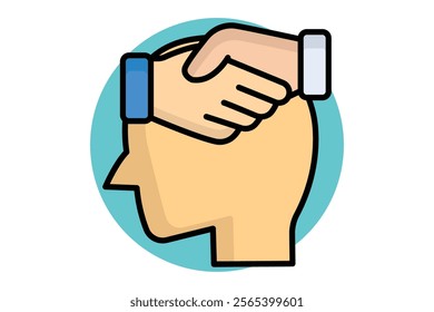 Empathy icon. colored outline icon style. head with handshake. icon related to charity. donation elements vector illustration