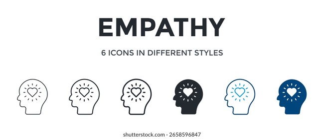 Empathy Icon In Different Style Vector Illustration. Designed In Thin Line, Regular Line, Bold Line, Glyph, Color Line, And Color Glyph Style Can Be Used For Web