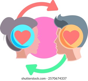 Empathy Icon - Flat Color Style - Social Anxiety Theme