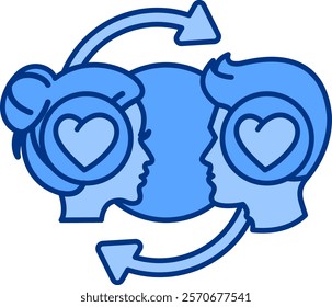 Empathy Icon - Lineal Blue Style - Social Anxiety Theme