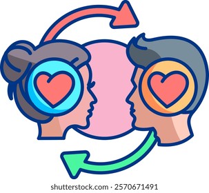 Empathy Icon - Lineal Color Style - Social Anxiety Theme