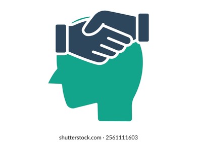 Empathy icon. solid icon style. head with handshake. icon related to charity. donation elements vector illustration