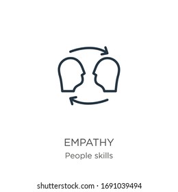 Empathy icon. Thin linear empathy outline icon isolated on white background from people skills collection. Line vector sign, symbol for web and mobile