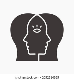Icono de empatía con dos perfiles. Ilustración vectorial aislada en blanco.