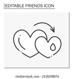 Empathy Line Symbol. Unterstützung und Empathie für Menschen. Hilfe. Das Symbol für Freunde. Einzelne Vektorgrafik.Bearbeitbarer Hub