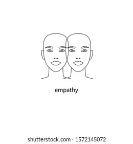 Empathy logo, double face icon, psychology vector sign