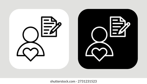 Empathie-Karte Symbol in schwarz-weißem Linienstil