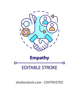 Empathy multi color concept icon. Customer understanding. Building rapport. Emotional intelligence. Sales success. Round shape line illustration. Abstract idea. Graphic design. Easy to use