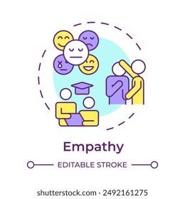 Empathy multi color concept icon. Mentor qualities. Emotional support. Compassion and kindness. Round shape line illustration. Abstract idea. Graphic design. Easy to use in article