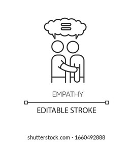 Empathy Pixel Perfect Linear Icon. Thin Line Customizable Illustration. Strong Emotional Bond, Interpersonal Understanding, Friendship Contour Symbol. Vector Isolated Outline Drawing. Editable Stroke