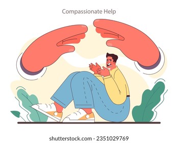 Empathy skill development. Person with deep understanding of emotions and sympathy. Self-development for psychological and emotional maturity. Flat vector illustration