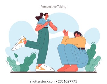 Empathy skill development. Person with deep understanding of emotions and sympathy. Self-development for psychological and emotional maturity. Flat vector illustration