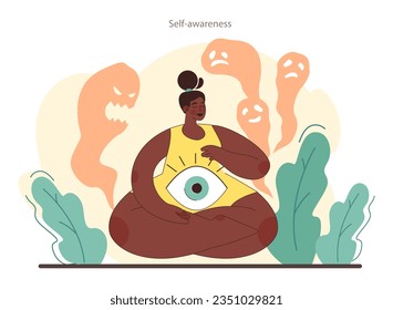 Empathy skill development. Person with deep understanding of emotions and sympathy. Self-development for psychological and emotional maturity. Flat vector illustration