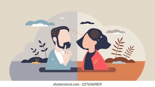 Empathy skills as ability to understand other feelings tiny person concept. Soft skills as intelligent compassion, mental solidarity and psychological sympathy vector illustration. Emotions awareness.