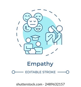 Empathy soft blue concept icon. Mentor qualities. Emotional support. Compassion and kindness. Consultation. Round shape line illustration. Abstract idea. Graphic design. Easy to use in article