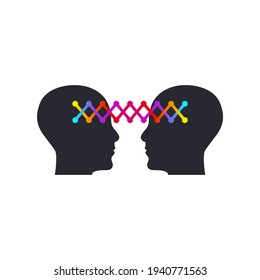Empathy symbol. Two connected profiles. Psychology logo. Therapy icon