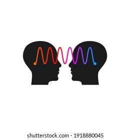 Empathy symbol. Two profiles with  link between them. Therapy sign. Psychology symbol. Vector illustration