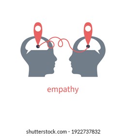Empathy symbol. Two profiles with  link between them. Therapy sign. Psychology symbol. Vector illustration